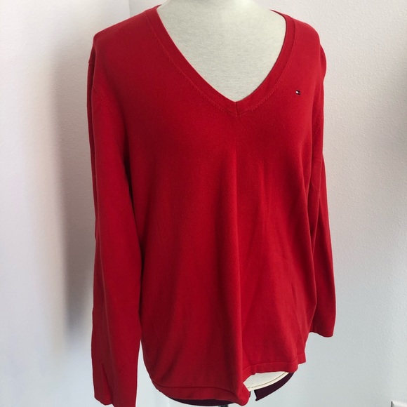 Tommy Hilfiger Red Vneck Stretch Sz XL - Picture 1 of 8